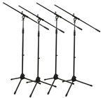Set of 4 Microphones, Stands, Leads and Bags For Speech & Vocals